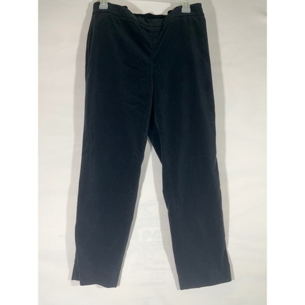 TALBOTS Velvet Slim Ankle Pants Women 10P Black Side Zip Festive Fancy Tailored